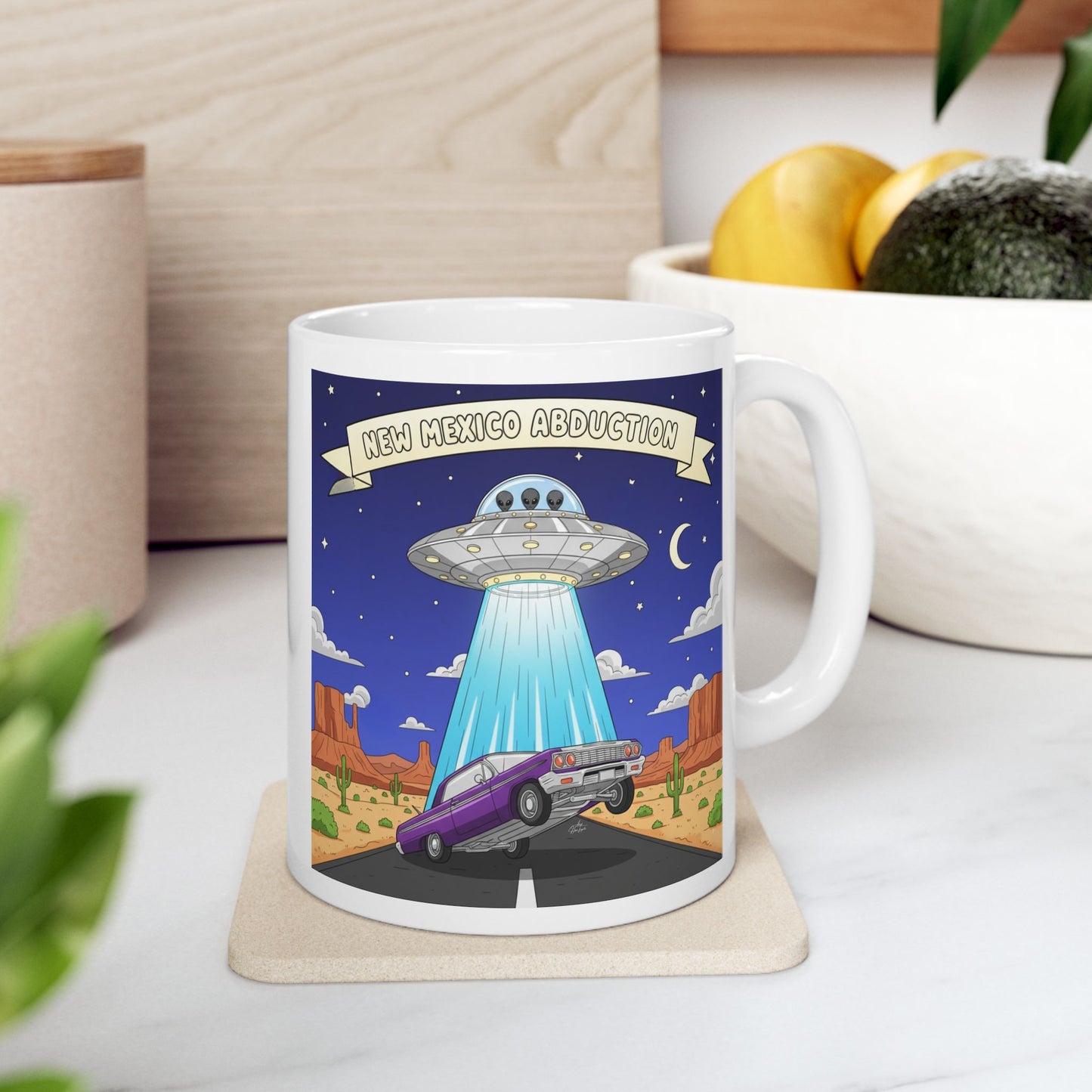 Alien Abducting Lowrider - Ceramic Mug -Coffee Cup (11oz)