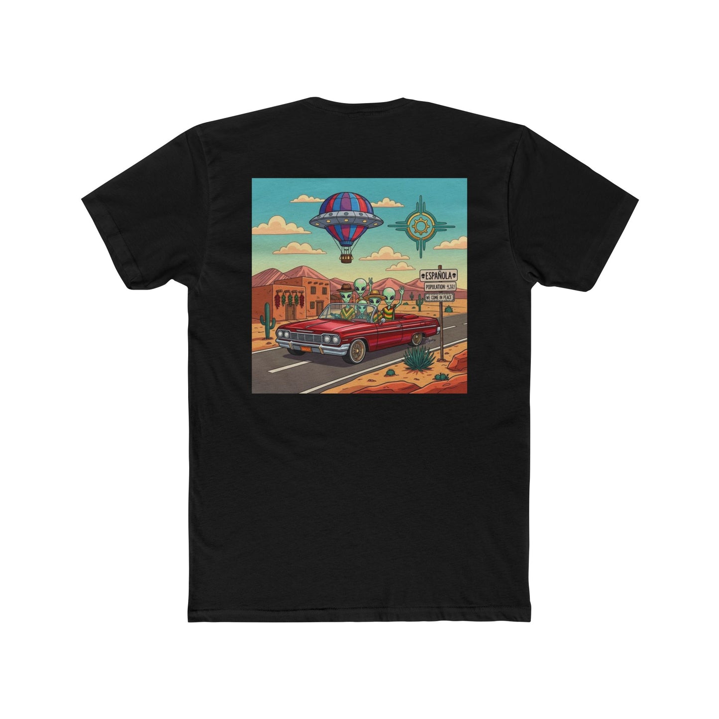 "Straight Outta Española, NM" with Aliens Cruising in Lowrider Graphic Tee