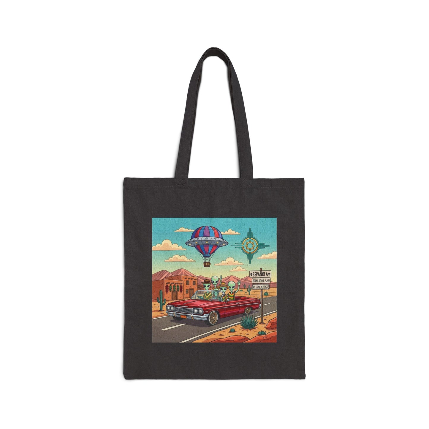 Alien's cruising a Lowrider in Española, NM -  Cotton Canvas Tote Bag