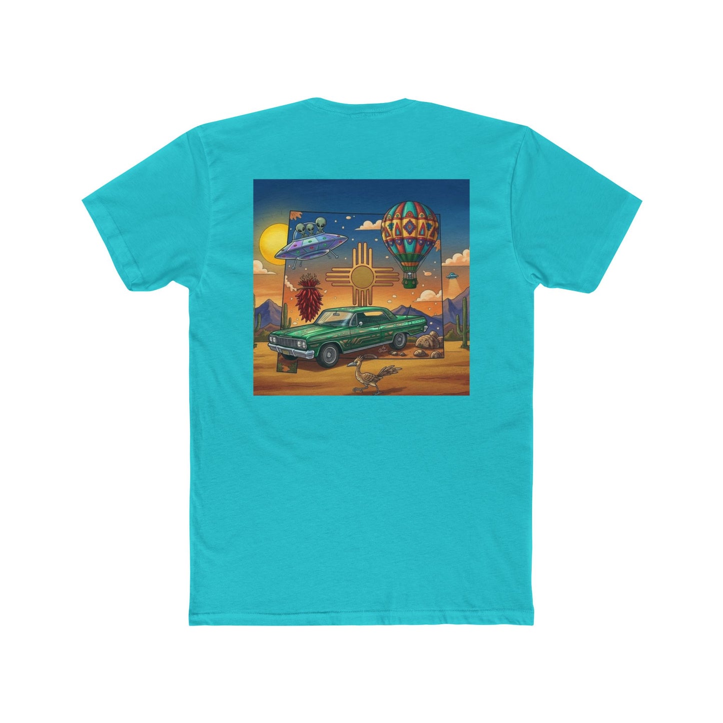 Straight Outta New Mexico with New Mexico Art With Lowrider and Aliens Graphic Tee