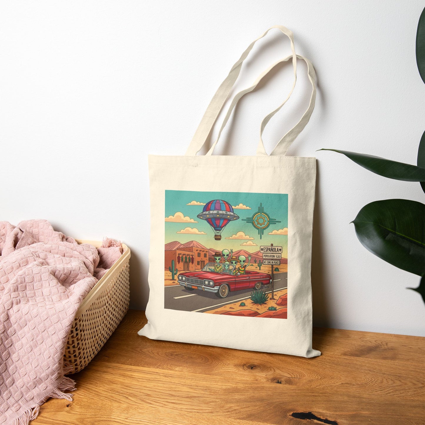 Alien's cruising a Lowrider in Española, NM -  Cotton Canvas Tote Bag