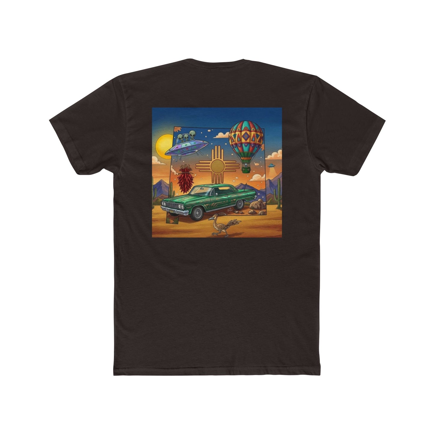 Straight Outta New Mexico with New Mexico Art With Lowrider and Aliens Graphic Tee
