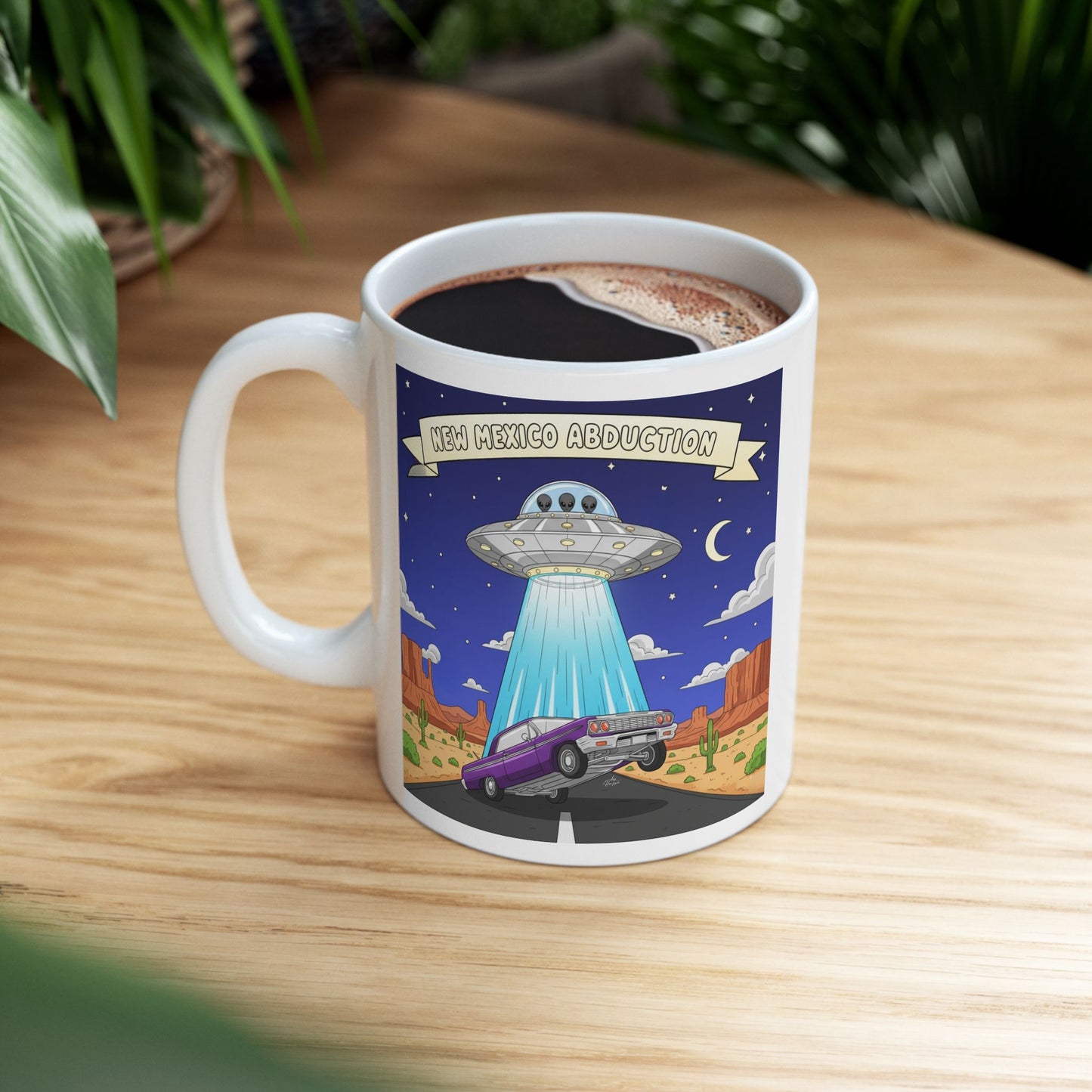 Alien Abducting Lowrider - Ceramic Mug -Coffee Cup (11oz)