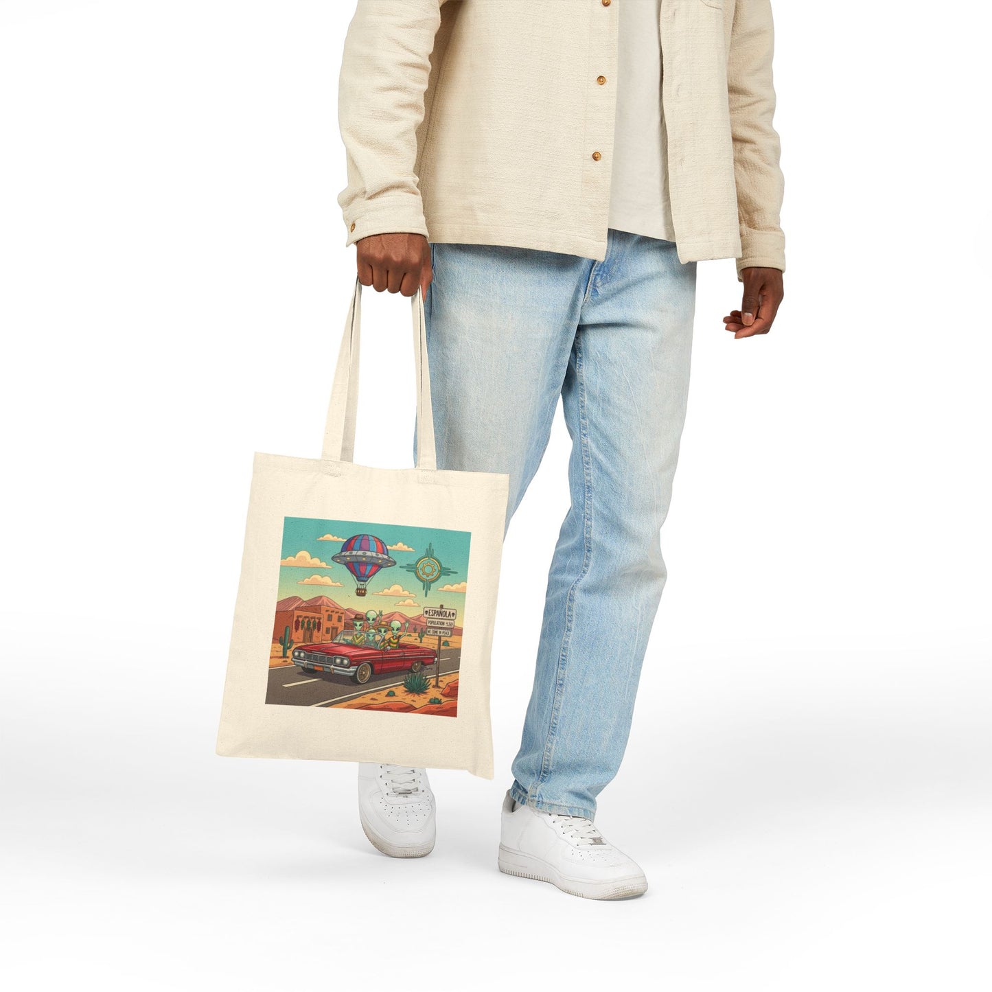 Alien's cruising a Lowrider in Española, NM -  Cotton Canvas Tote Bag