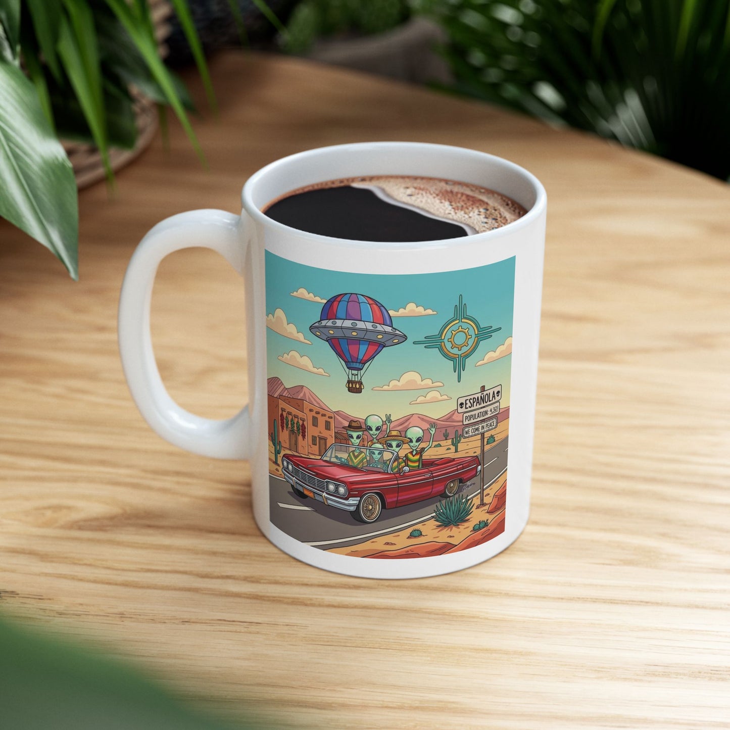 Aliens Cruising in Lowrider in Española, NM - Ceramic Mug Coffee Cup (11oz)