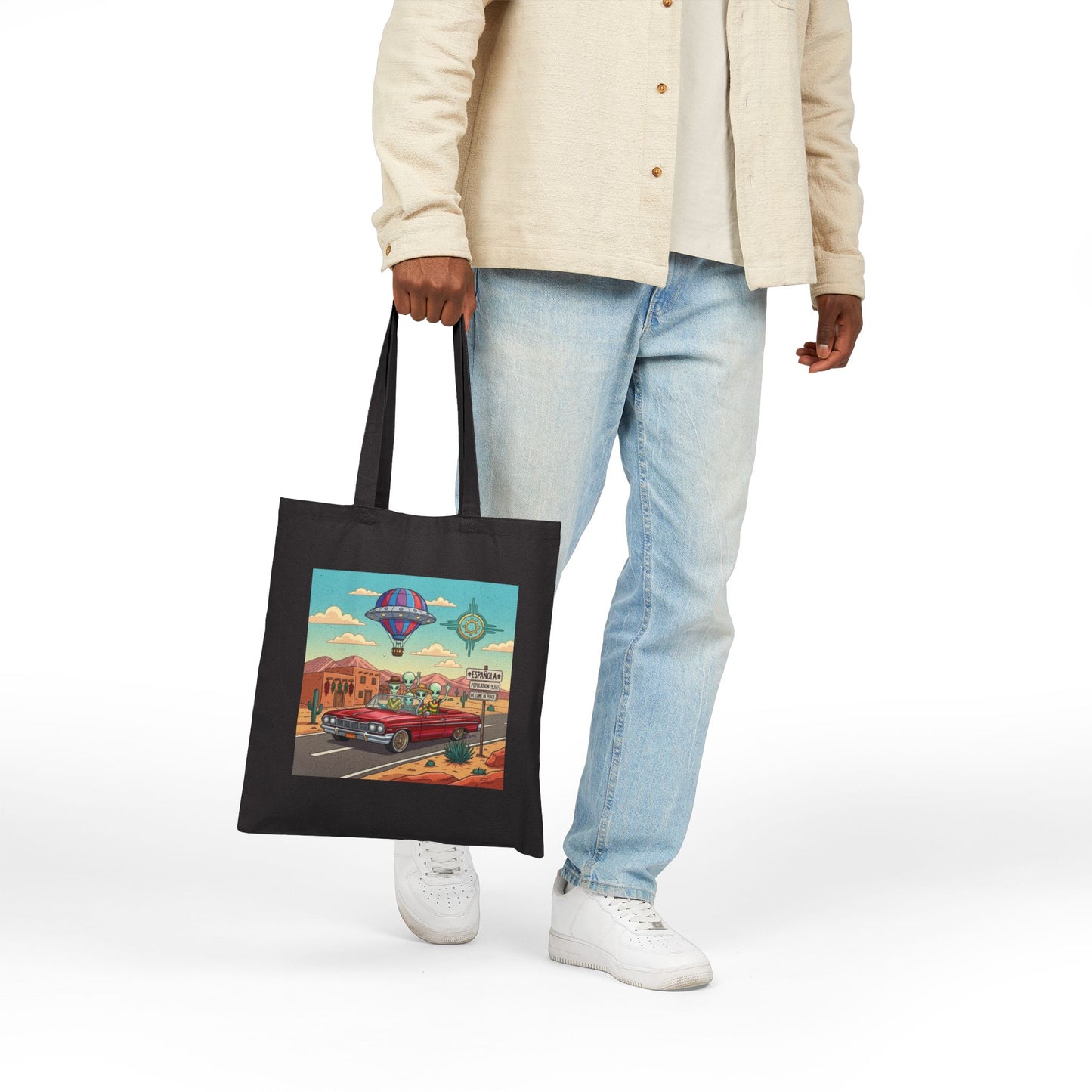 Alien's cruising a Lowrider in Española, NM -  Cotton Canvas Tote Bag