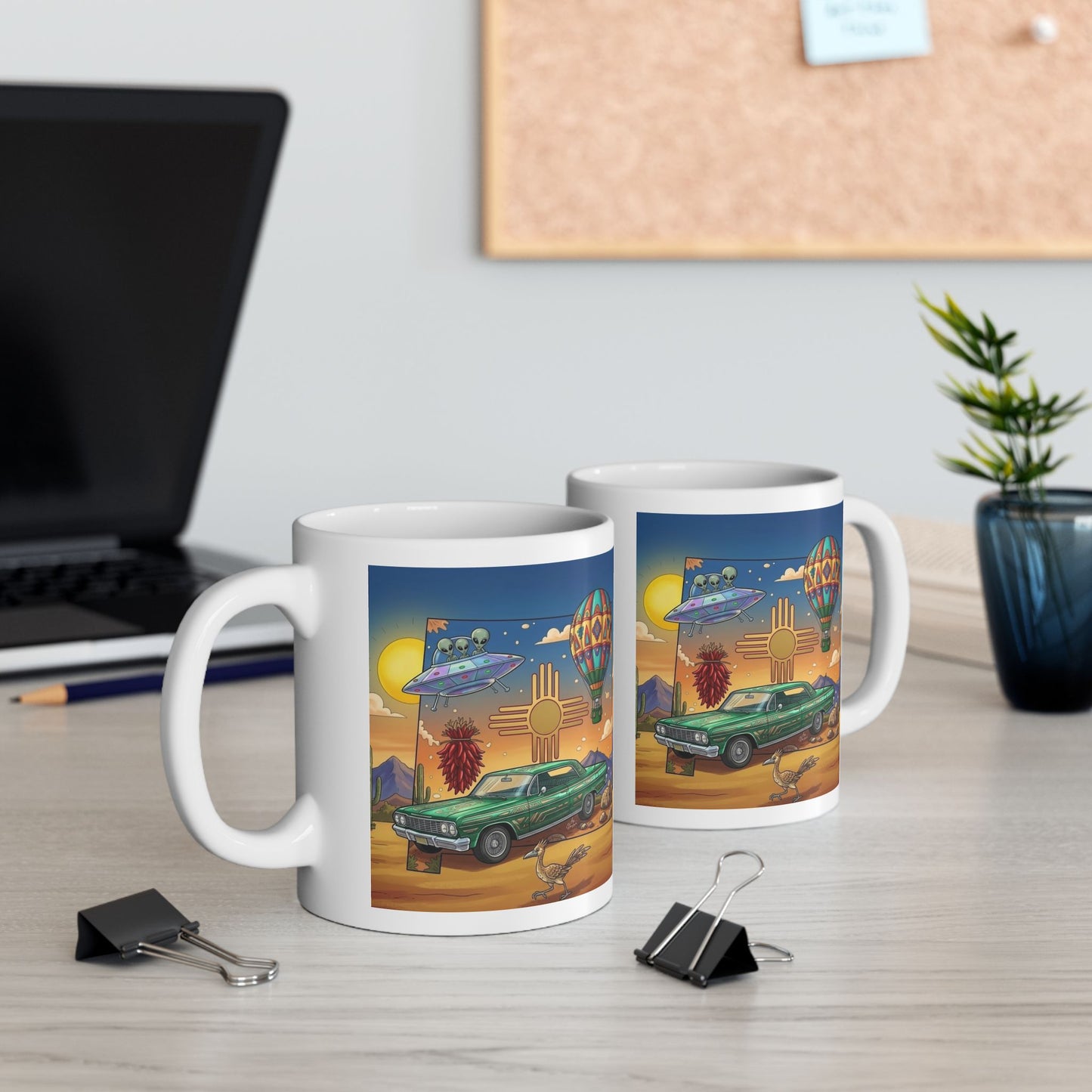 New Mexico State Lowrider Art- Ceramic Mug Coffee Cup (11oz)