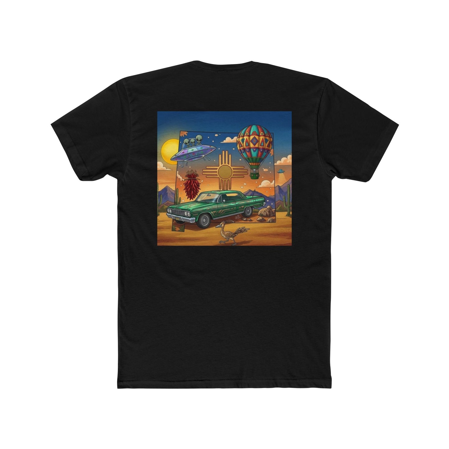 Straight Outta New Mexico with New Mexico Art With Lowrider and Aliens Graphic Tee