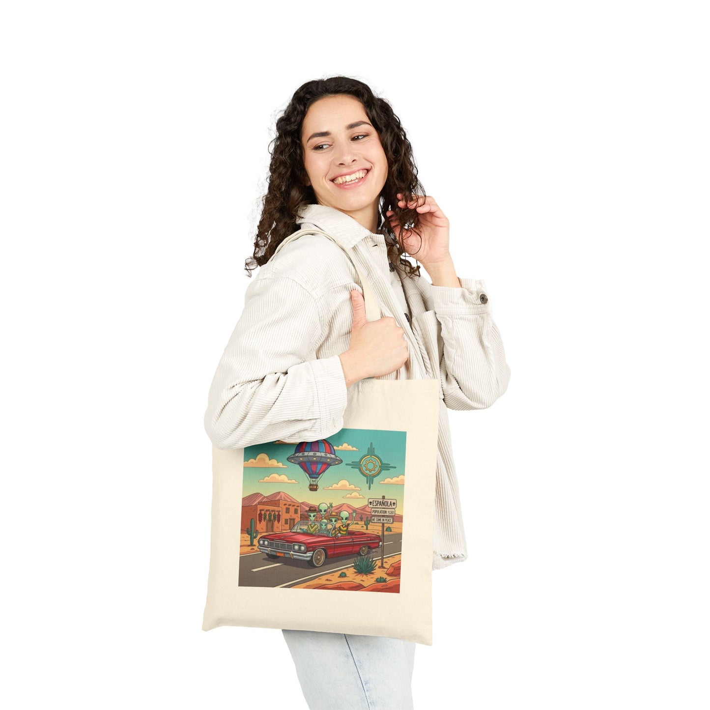 Alien's cruising a Lowrider in Española, NM -  Cotton Canvas Tote Bag