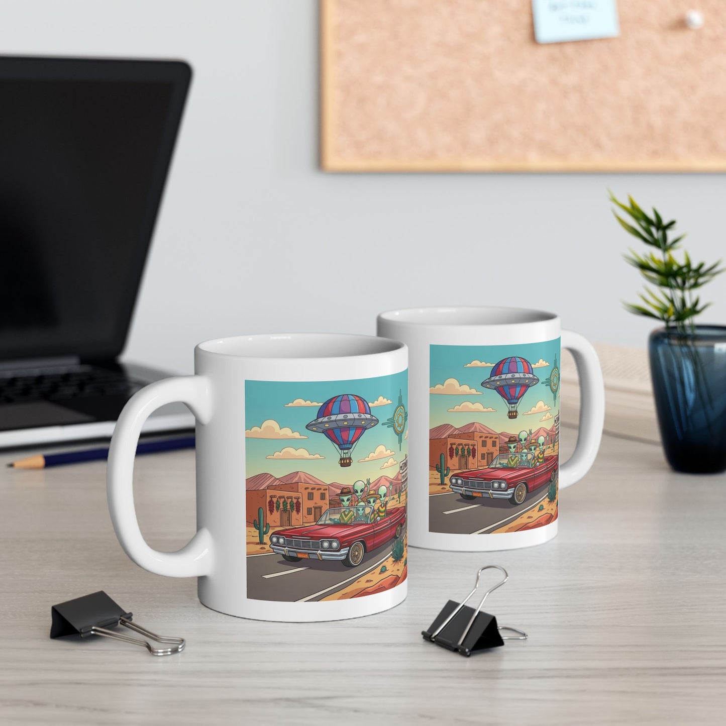 Aliens Cruising in Lowrider in Española, NM - Ceramic Mug Coffee Cup (11oz)