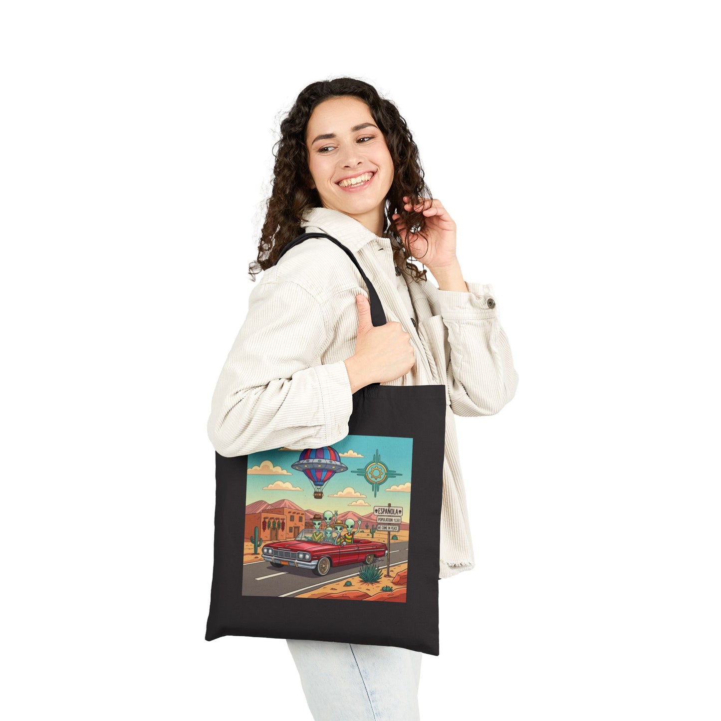 Alien's cruising a Lowrider in Española, NM -  Cotton Canvas Tote Bag