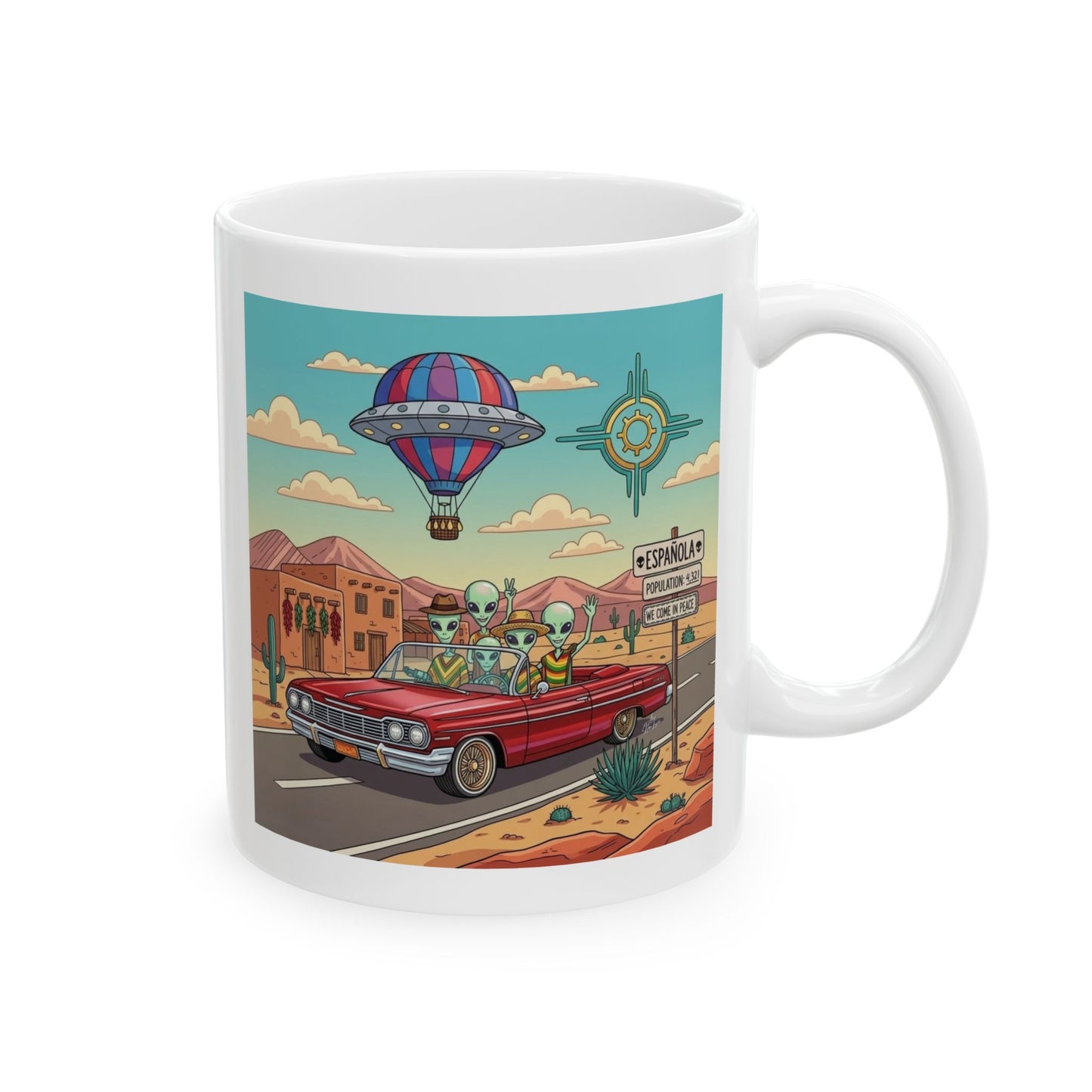 Aliens Cruising in Lowrider in Española, NM - Ceramic Mug Coffee Cup (11oz)