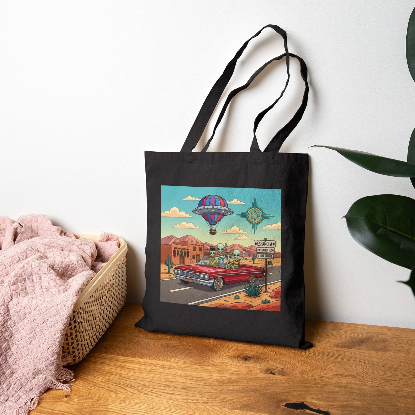 Alien's cruising a Lowrider in Española, NM -  Cotton Canvas Tote Bag