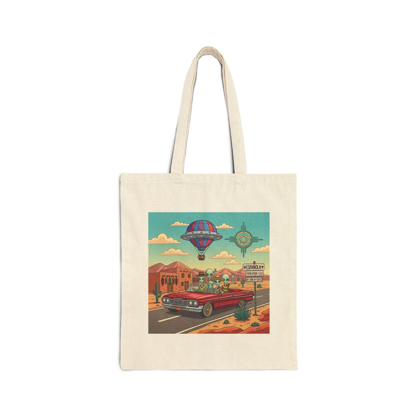 Alien's cruising a Lowrider in Española, NM -  Cotton Canvas Tote Bag