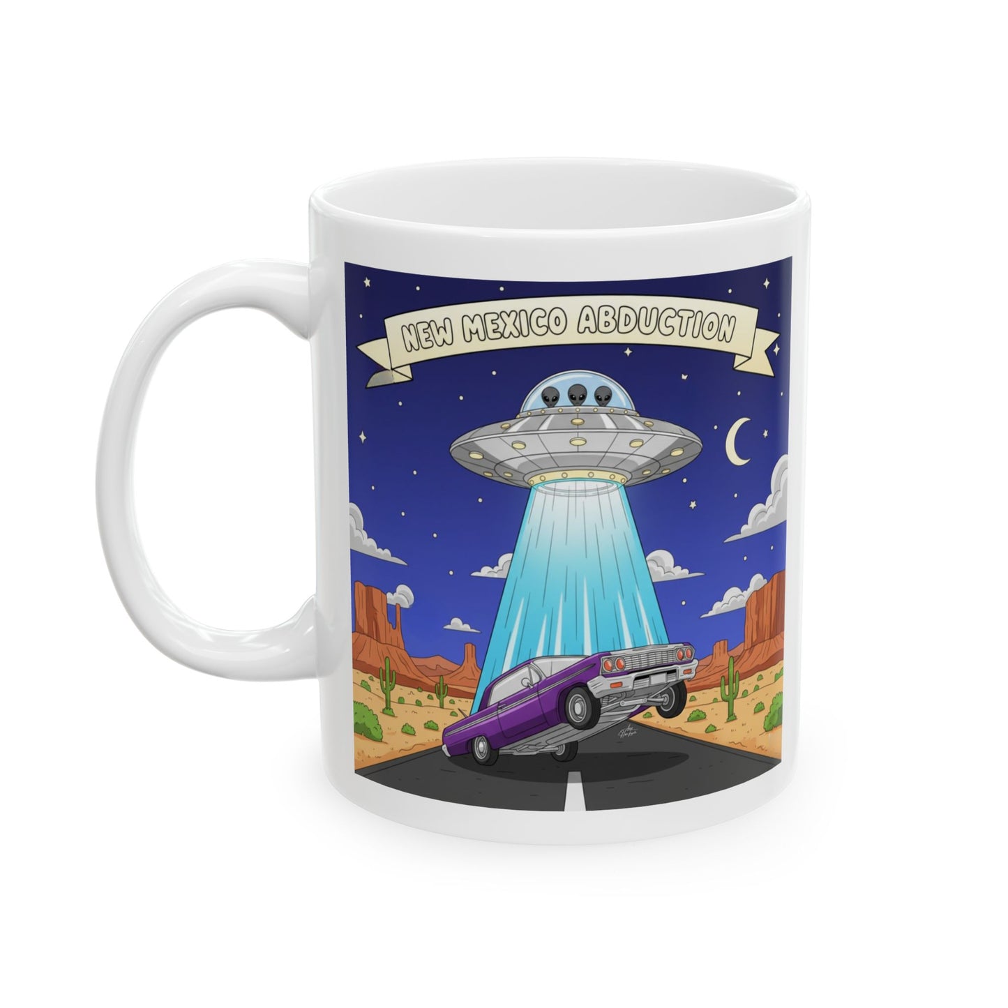 Alien Abducting Lowrider - Ceramic Mug -Coffee Cup (11oz)